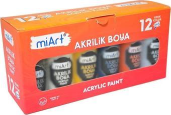 Miart Akrilik Boya 12 Renk Set 59 Ml MA5912