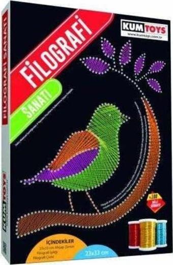 Kumtoys Filografi Sanatı Çivi Çakma ve Renkli Filografi Telleri Seti 23x33cm