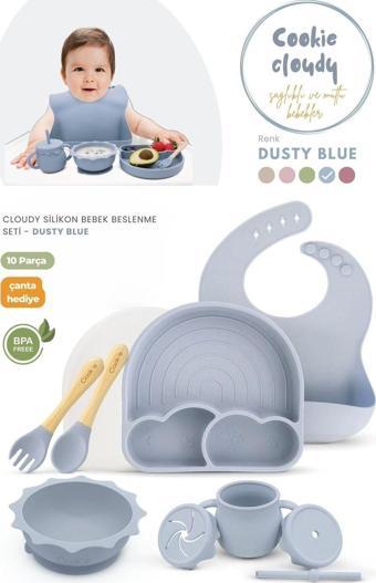 Kiwi Cloudy 11 Parça Full Silikon Bebek Beslenme Seti: Güvenli Esnek Bpa / Pvc İçermez Doğal