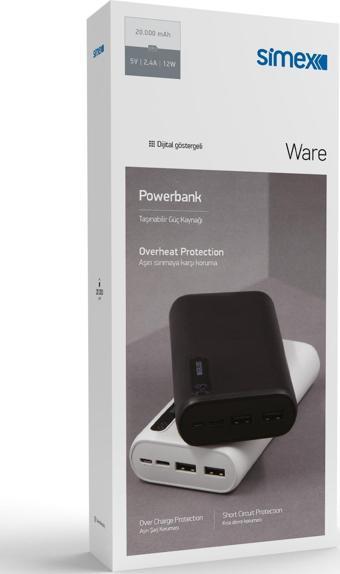 Simex Ware Powerbank 20.000 mAh Siyah