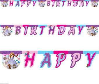 Sofia The First Happy Birthday Banner (Prenses Sofia Happy Birthday Parti Süsü)