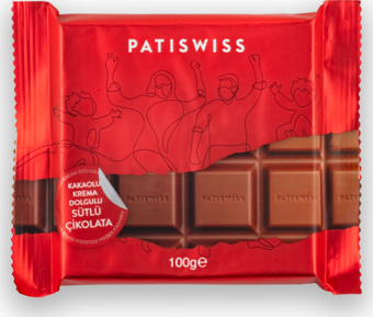 Patiswiss Kakaolu Krema Dolgulu Sütlü Çikolata 100g