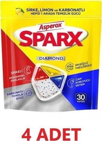 Asperox Sparx Bulaşık Makinesi Kapsül 30 Yıkama Yerli Üretim 4 Adet