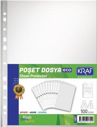 Kraf Eco Poşet Şeffaf Dosya A4 100 Lük