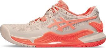 Asics Gel-Resolution 9 Krem/Mercan Kadın Tenis Ayakkabısı