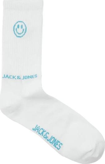 Jack & Jones 12252046 Jacsmiley Logo Tennis Sock Beyaz-Mavi