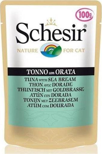 Schesir Pouch Ton Balıklı ve Çipuralı Yetişkin Kedi Konservesi 100 Gr