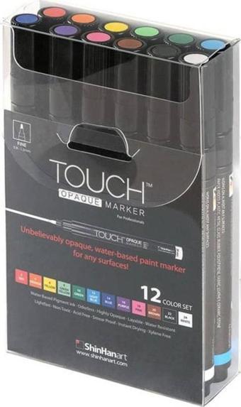 Touch Opaque Marker Akrilik Boyama Kalemi 12 Renk Fine Uç (0.8-1.3 mm)