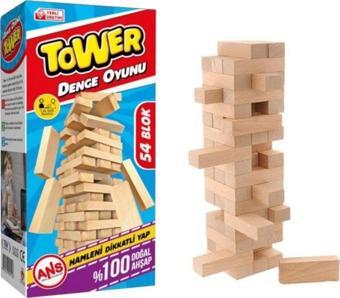 Ans Tower Denge Oyunu 54 Parça Doğal Ahşap