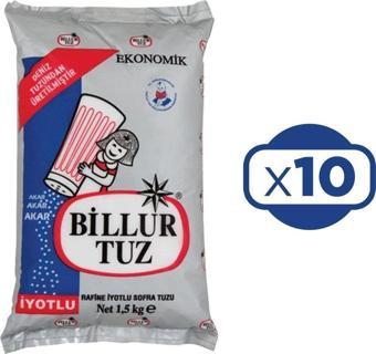 Billur Tuz 1,5 kg Rafine İyotlu x 10 Adet