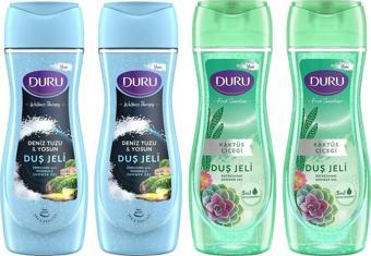 Duru Duş Jeli 450 ml 4 lü Karma Set / Deniz Tuzu & Yosun ve Kaktüs Çiçeği