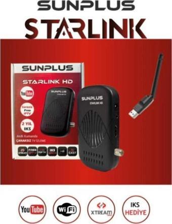 sunplus Starlink Turbo HD 2024 Full Hd Sınırsız Sinema Paketli Uydu Alıcısı Wifi Hediyeli