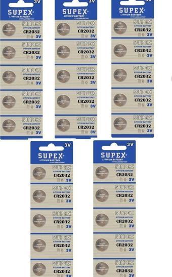 Supex 25 Adet 3 Volt Cr2032 Lityum Para Pil (dl2032 Bios-kepenk-kumanda Taerazi Düğme Lithum Pili)