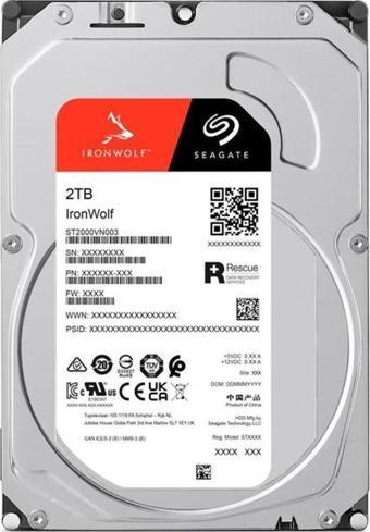 Seagate St2000Vn003 Ironwolf 2Tb 5400Rpm 256Mb Harddisk
