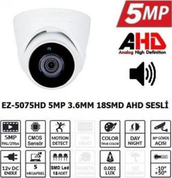 Ezcool Ez-5075Hd 5Mp 3.6Mm 18Smd Ahd Sesli Dome