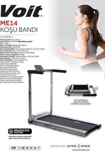 Voit ME14 Katlanabilir 6KM Hız Bluetooth Uygulamalı Uzaktan Kumandalı Hoparlörlü Koşu Bandı