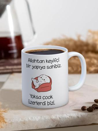 Baskılı Kupa Bardak Seramik Mug - Keyifçi Yapıya Sahibiz..