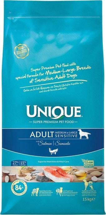 Unique Sensitive Orta ve İri Irk Yetişkin Köpek Maması Somonlu 15 kg