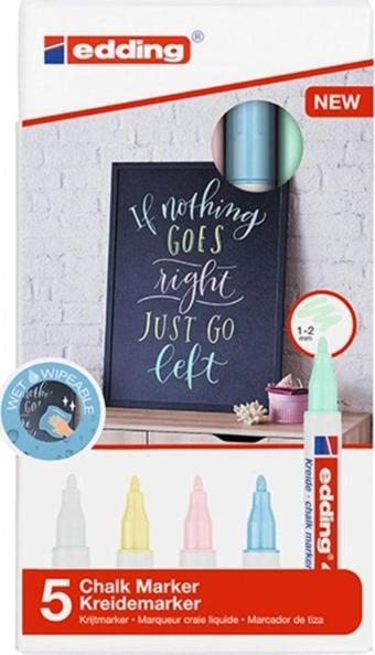 Edding Chalk Marker 4085 Likit Tebeşir Kalem Seti 5 Pastel Renk