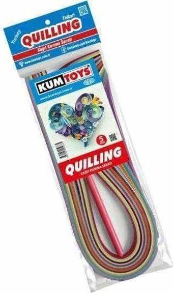 Kumtoys Quilling 5mm Kağıt Kıvırma Sanatı 5mm Kağıt Telkari 15 Farklı Renk Kağıt Bükücü