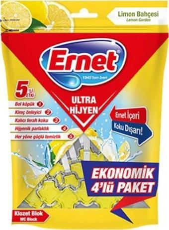 Ernet Ultra Hijyen Klozet Blok Ekonomik 4 Lü Paket Limon Bahçesi 4*50 G