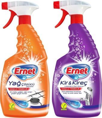 Ernet Yağ Çözücü 750 Ml + Kir & Kireç Çözücü 750 Ml