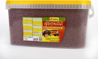 Tropical Cichlid Arowana Sticks Cichlid Balıkları için Orta Boy Çubuk Balık Yemi Medium 10 Lt 3.6 Kg