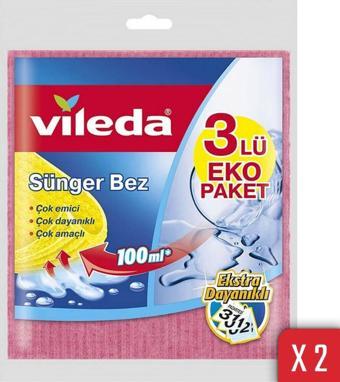 Vileda Ekstra Dayanıklı 3'lü Sünger Bez 2'li Paket