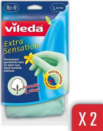 Vileda Extra Sensation Temizlik Eldiveni No 8,5-9 Büyük Boy 2'li