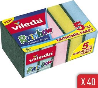 Vileda Rainbow 5'li Bulasik Süngeri 40'li Paket