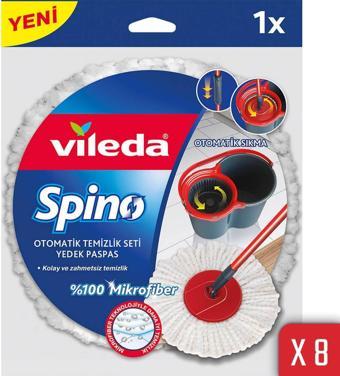 Vileda Spino Yuvarlak Mikrofiber Yedek Paspas 8'li Paket