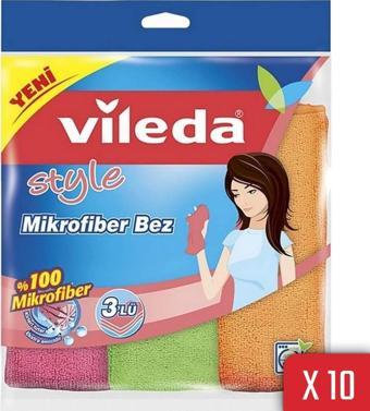 Vileda Style 3'lü Mikrofiber Bez 10'lu Paket