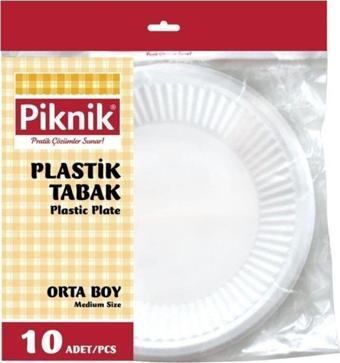 Piknik Kullan-At Plastik Tabak 10'Lu Orta Beyaz 17 Cm