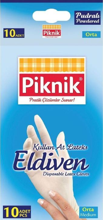 Piknik Lateks Eldiven Orta Boy 10'Lu