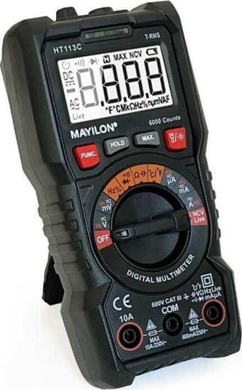 Mayilon HT113C Dijital Profesyonel Multimetre Ekran Aydınlatmalı Auto Range 600V 10A AC DC