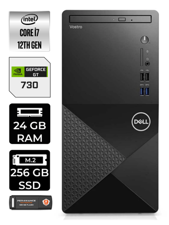 DELL VOSTRO i7 12700 24GB RAM 256GB SSD GT730/2GB W11HOME N7598VDT3910 MASAÜSTÜ PC & PER4 BELLEK