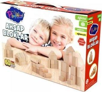 Playwood Doğal Ahşap Eğitici Bloklar 60 Parça Ony-404