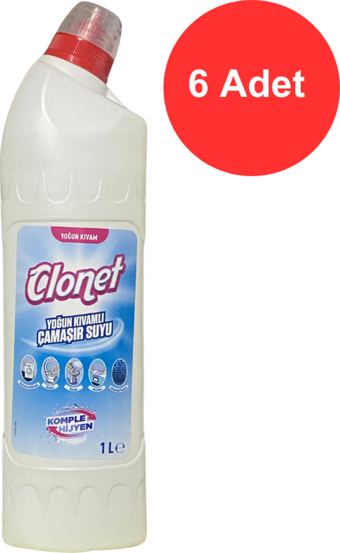 Diversey Clonet Yoğun Kıvamlı Çamaşır Suyu 6 Ad x 1 Lt.