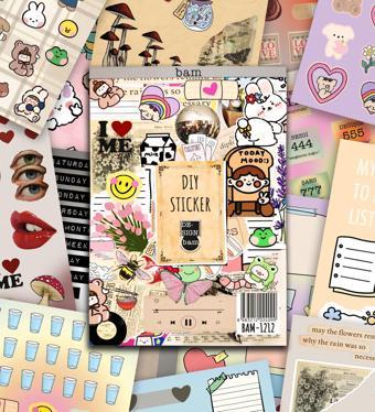 Vintage My DIY Sticker Book  24 * 17 cm 16 Sayfa Özel Tasarım Rengarenk Sticker Kitabı