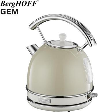 Berghoff Gem Retro 1.7 Litre Vanilya Krem Rengi Yuvarlak Su Isıtıcısı
