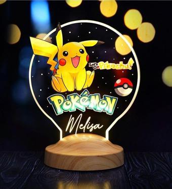 Sevgi Lambası Pokemon, Pikachu Temalı Gece Lambası, Masa Lambası, Pokemon Çizgi Film Karakteri, Çocuk Odası Lamba