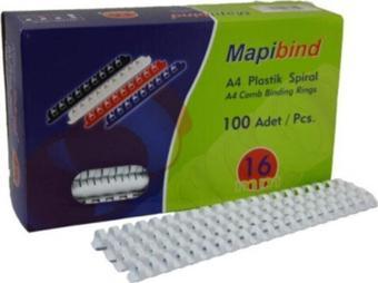 Mapibind Spiral Plastik 135 - 150 Sayfa 100 16 MM Beyaz (100 Lü Paket)