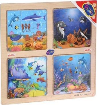 Playwood Ahşap Eğitici 4 lü Puzzle Deniz Altı Ony-344