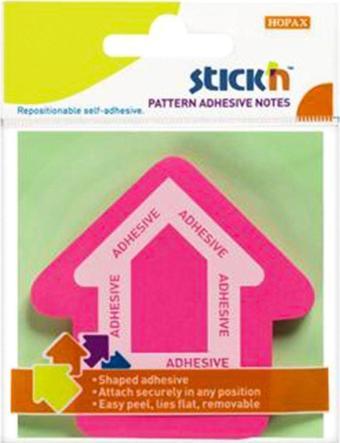 Hopax Stickn Yapışkanlı Not Kağıdı Ok Şekilli 50 Yaprak 70 x 70 mm Pembe