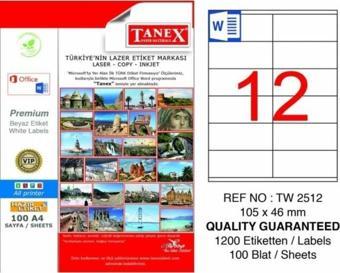 Tanex Lazer Etiket 100 Yaprak 105 x 46 Mm Lazer Yazıcı Etiketi