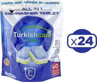 Turkishcare Hepsi 1 Arada 40 lı Bulaşık Makinası Tableti x 24 Paket (960 Tablet)