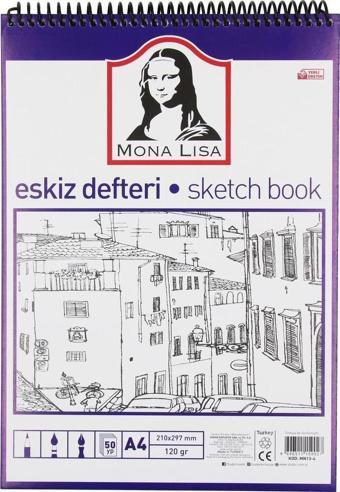 Monalisa Eskiz Defteri Telli A4 120 Gram 50 Yaprak Telli Eskiz Defteri