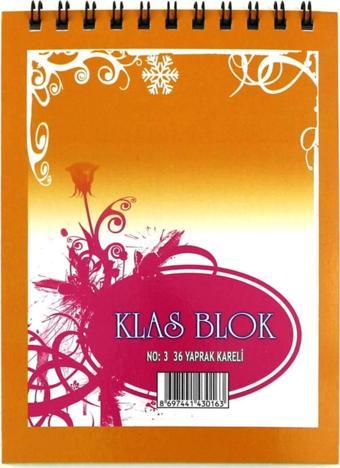 Klas Bloknot Spiralli Kareli No:3 36 Yaprak (1 Paket 24 Adet)