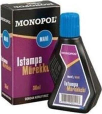 Monopol Istampa Mürekkebi 30 ML Mavi Stampa Mürekkebi (12 Li Paket)