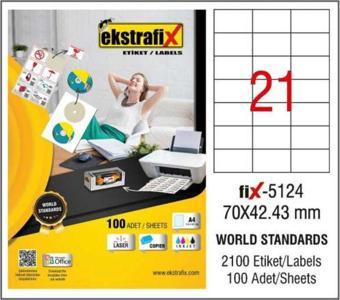 Ekstrafix Laser Etiket 100 Yaprak 70 x 42.43 Mm Laser Yazıcı Etiketi